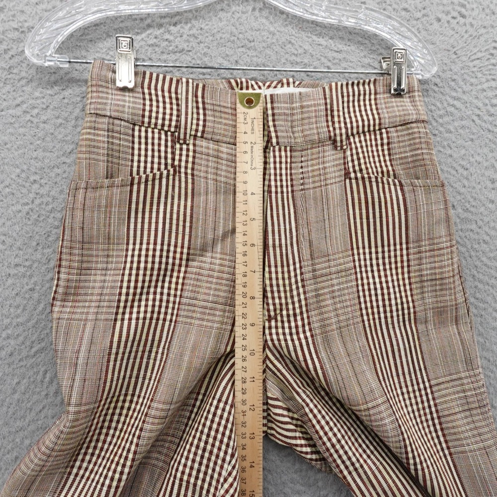 RE/DONE Plaid Print Straight Leg Pants Size 24 Red Ivory‎ Womens High Rise - Picture 8 of 16